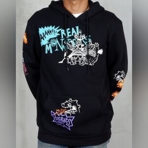 Rugrats Ahh Real Monsters Reptar Black Hoodie Nickelodeon 90’s Cartoons Size L